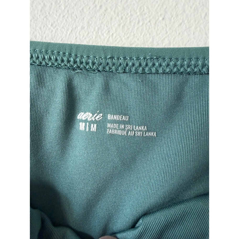 Aerie Teal Green Textured Chevron Bandeau Top Adjustable Straps Medium - Picture 2 of 7